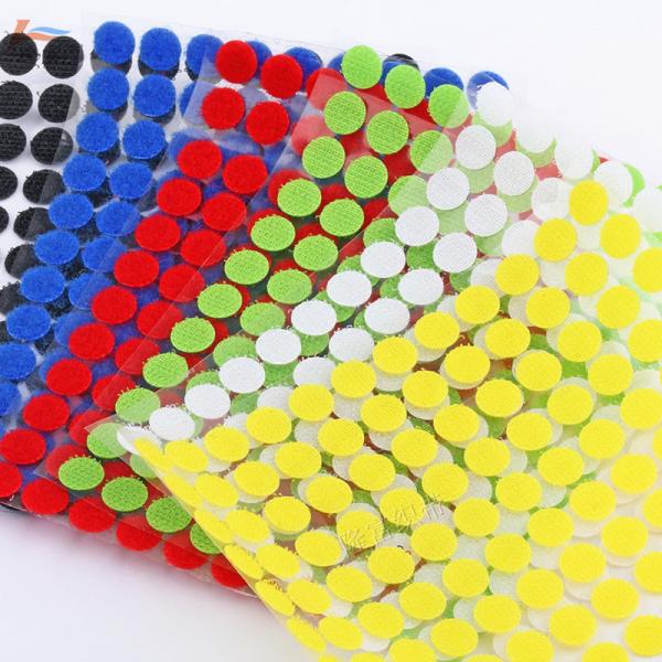 High Quality Self-Adhesive Nylon Hook and Loop Dots with Polyester Film Customized Round Sticky Dot with Back Glue
