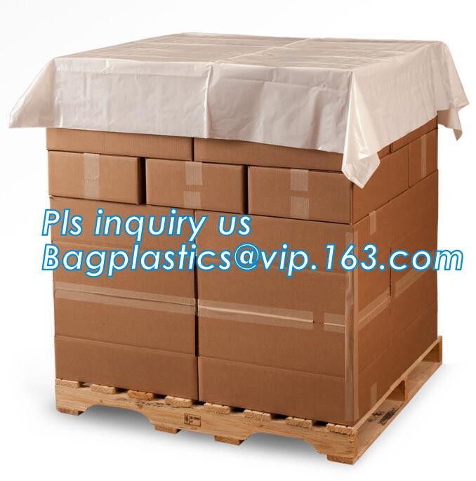 Customized Square Bottom or Side Guesst Plastic Protective Pallet Covers, 4 Mil Dust proof Clear Pallet Covers, BAGPLAST