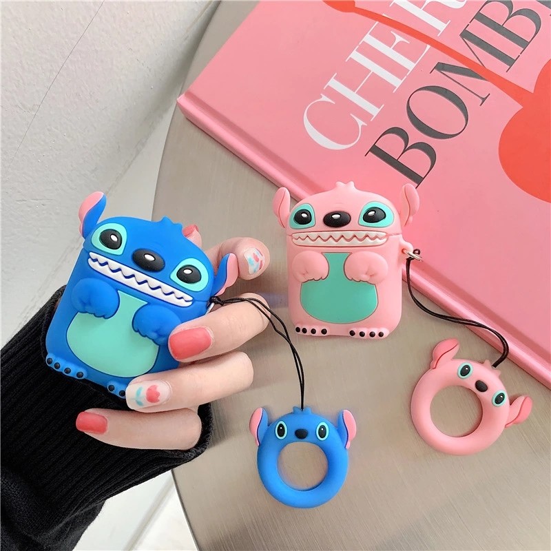 2019 NEW Cute Suitcase Anti-lost Cover for Airpods Silicone case with Finger Ring Strap