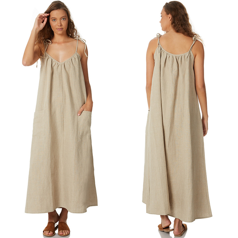 China Women 100% Linen Old Fashion Maxi Dress wholesale