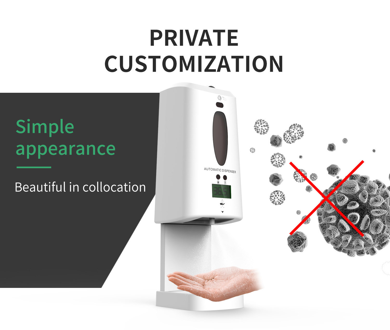 Auto 1300ml Contactless Sanitizer Dispenser Stand Temperature Measuring