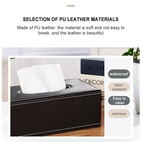 PU Leather Anti Moisture Rectangular Napkin Tissue Box Household Storage Organization