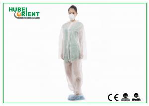 China Non Toxic Polypropylene Disposable White Overalls Without Hood / Feetcover wholesale