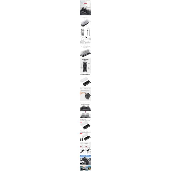 12V 32V 6 In 6 Out 6 Way 88 L1 L2 Circuit Breaker Fuse Block Box For RV Car Boat Yacht