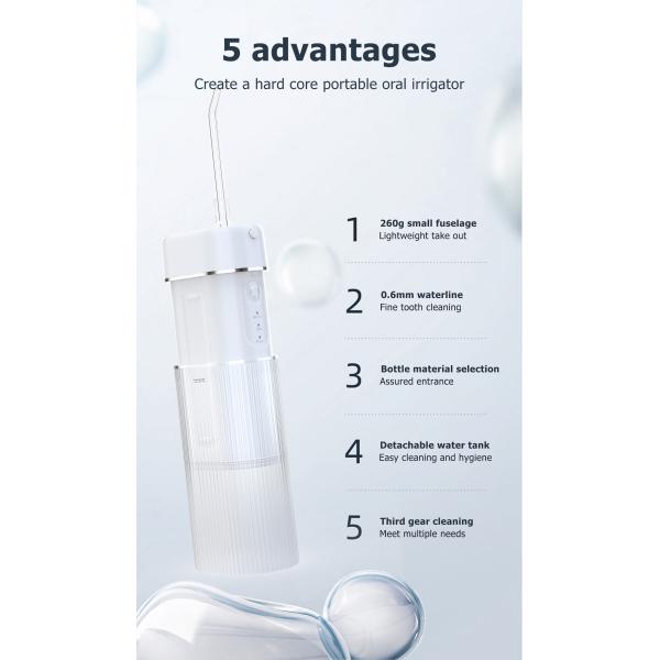 190ml Tank Hygiene Hand Held Water Flosser Electric Teeth Whitening Cleaning Device
