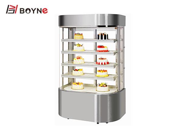 Quality Industrial Vertical Cake Display Fridge Stainless Steel 5 Layer Sliding Door Danfoss Compressor for sale