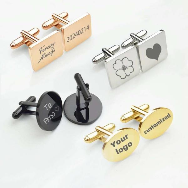 Engraved Monogram Custom Cufflinks Personalized Silver for Wedding Present