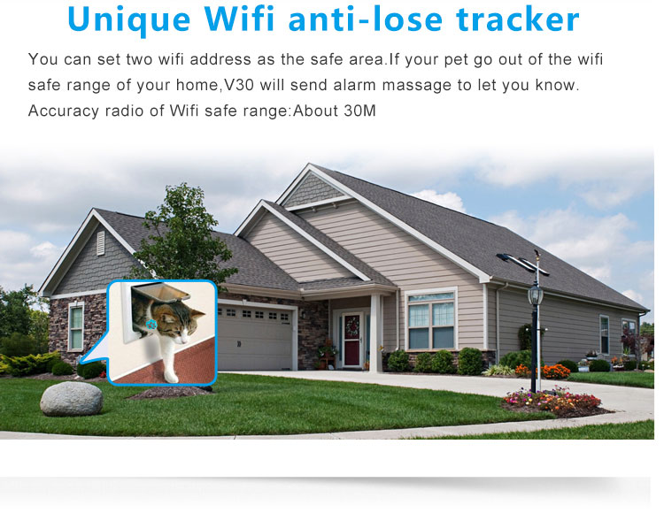 Waterproof mini wifi anti-lost pet gps tracker for cat/dog rf-v32
