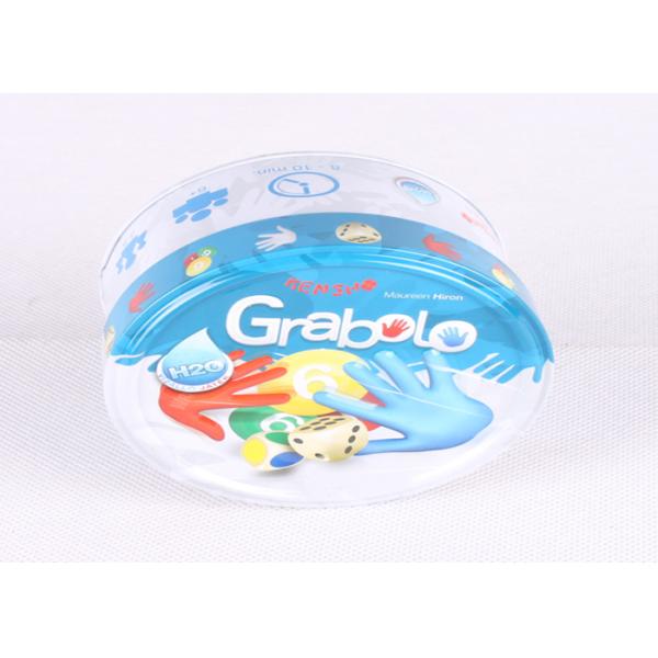 Embossed Small Flat Round Tin Containers Lids Attached For Games Cards And Dices