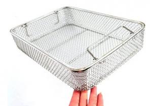 China Sterilization Storage Wire Mesh Baskets Stacking Handle Medical Instruments Container wholesale