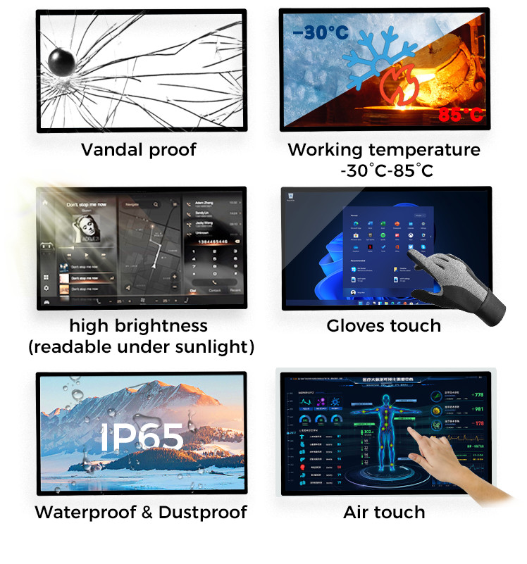 Multi Points Touch Screen Display Monitor 21.5 Inch Waterproof For ATM