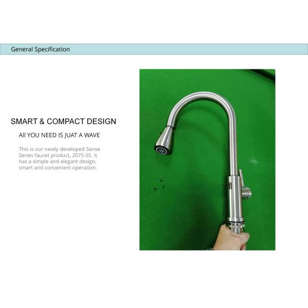 High Arc Gooseneck Spout Solid Stainless Steel Kitchen Faucets HOMEKA