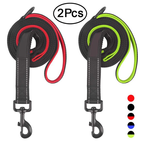 3M Reflective Nylon Dog Leash , 5ft Heavy Duty Rope Leash With 2 Padded Handle