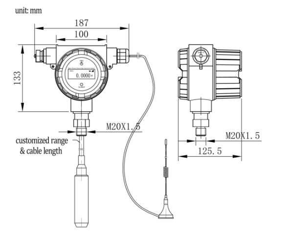 LoraWAN Wireless Level Transmitter With LCD Real - Time Display Customized Settings