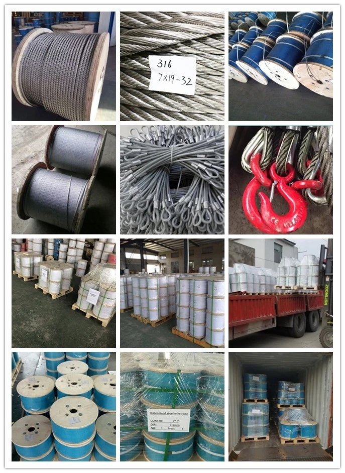 - AISI 304 316 Stainless Steel 7x7 6x36 Dia 8mm IWRC RHRL Hard Soft Eye Finish Ungalvanized Cable Wire Rope Sling
