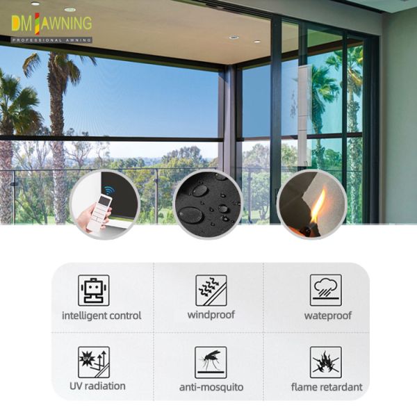 Windows Patio Zip Track Blinds Clear Windproof Roller Blinds