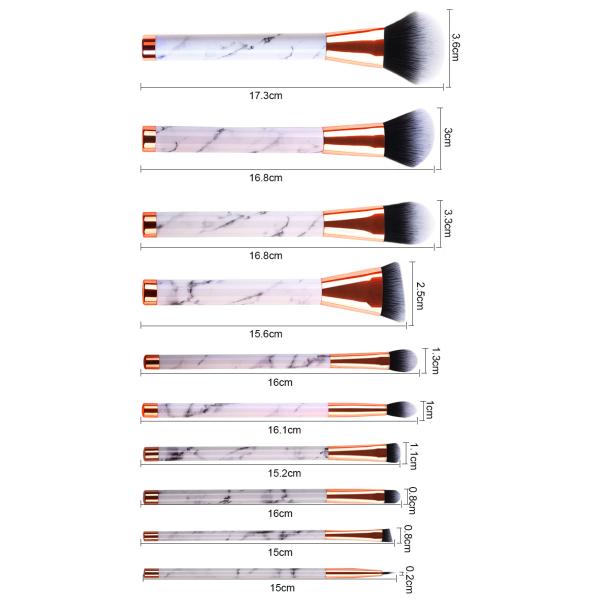 High quality marble lines customized hot sell makeup brush with package