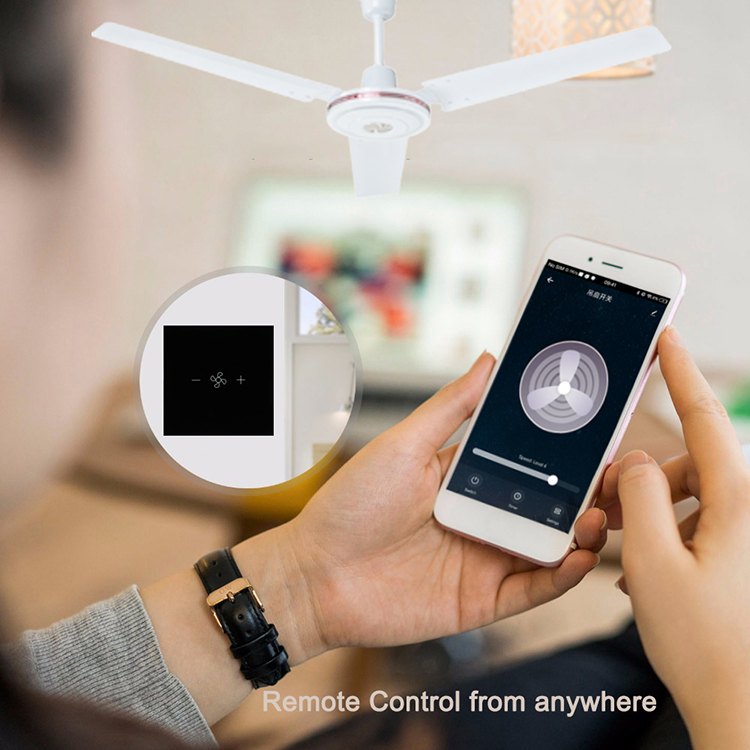 Tempered Touch Tuya Smart Switch 240V 10A Wifi Fan Speed Controller