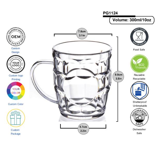 Unique 21oz Plastic Beer Mugs With Handles Reusable Recyclable