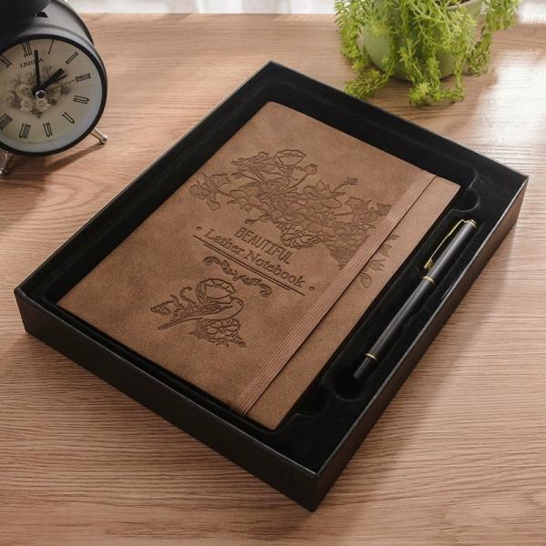 Quality Spiral Binding Custom Diary Leather Notebook Executive Gift Set for sale