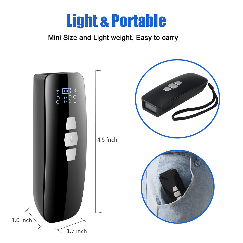 Small CCD Barcode Scanner 1D Wireless Portable Reader With Blue Tooth