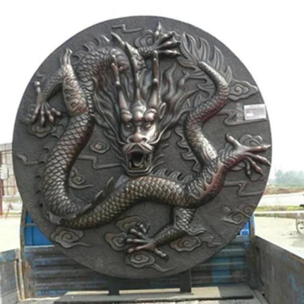 Circular Metal Dragon Bronze Sculpture 3D+2D Home Decoration