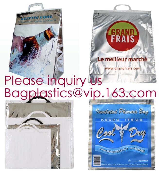 Custom Packing Aluminum Foil Zip-Lock Grocery Handle Thermal Insulation Cooler Bag For Outdoors,Promotional Insulated La