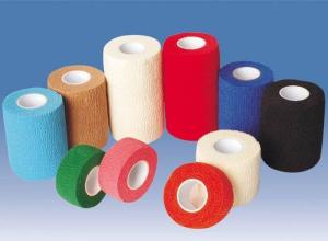 China 4.5-5m Medical Surgical Bandages Red Medical Use Adhesive Elastic Bandage on sale