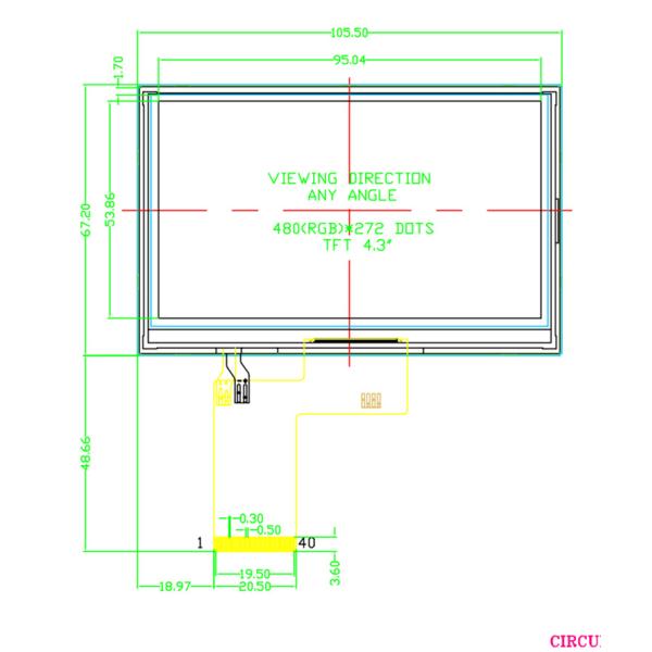 4.3 Inch 480xRGBx272 ST7282 Driver LCD TFT Displays