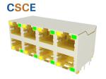 Phosphor Bronze 2 * 4 Port Stacked RJ45 Connectors Wifi Adapter Socket With Led