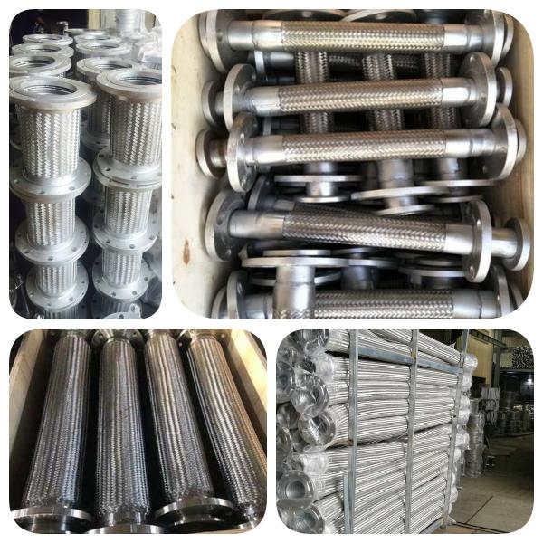 Chemical Anti-Corrosive Gas Compensator 304 SS Braided Metal Hose Flexible With PTFE Flange