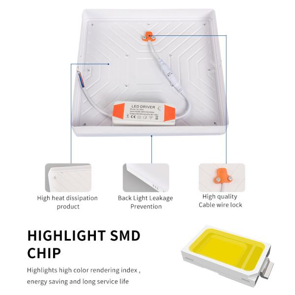 Aluminum Frameless IP44 Square Surface 18W 24W 36W 48W Led Panel Light