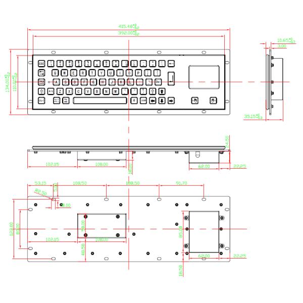 Brushed IP65 Kiosk Metal Industrial Keyboard With Touchpad Panel Mount From The Back