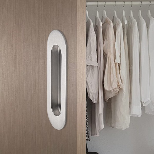 Recessed Flush Pocket Door Pull Oval Shape With Hidden Screw
