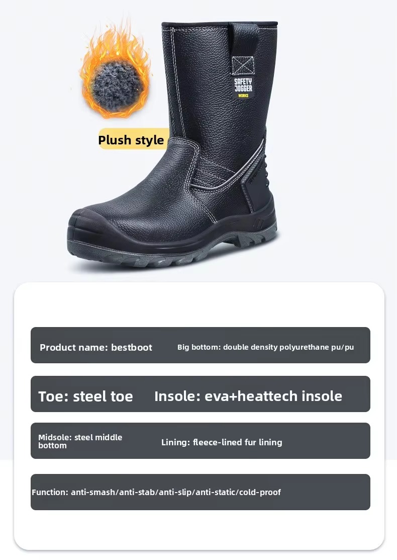 OEM High Top Genuine Leather Work Shoes Steel Plate Safety Boots Genuine Leather Security Work Boots Pu Injection Sole
