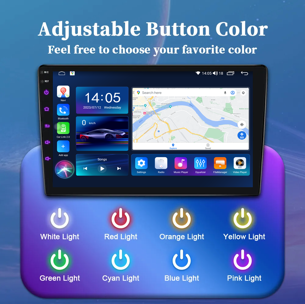 Universal Radio Stereo Audio Head Unit 9 Inch 2 Din Double Din Car DVD Player with Bluetooth