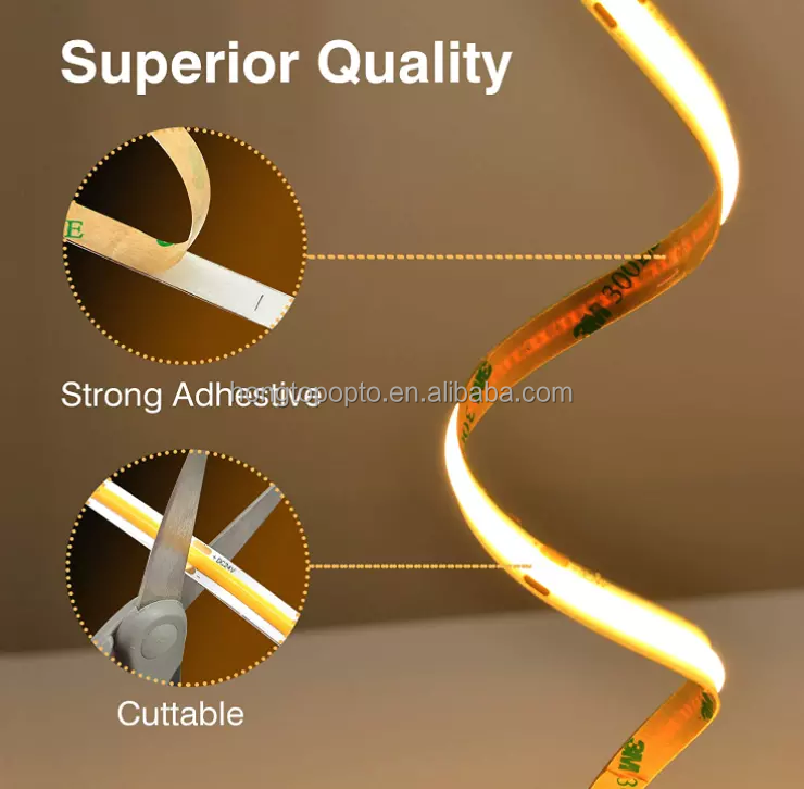 90lm/w Lamp Luminous Efficiency Smart COB Led Strip 12V 24V 5M 252leds for Advertising
