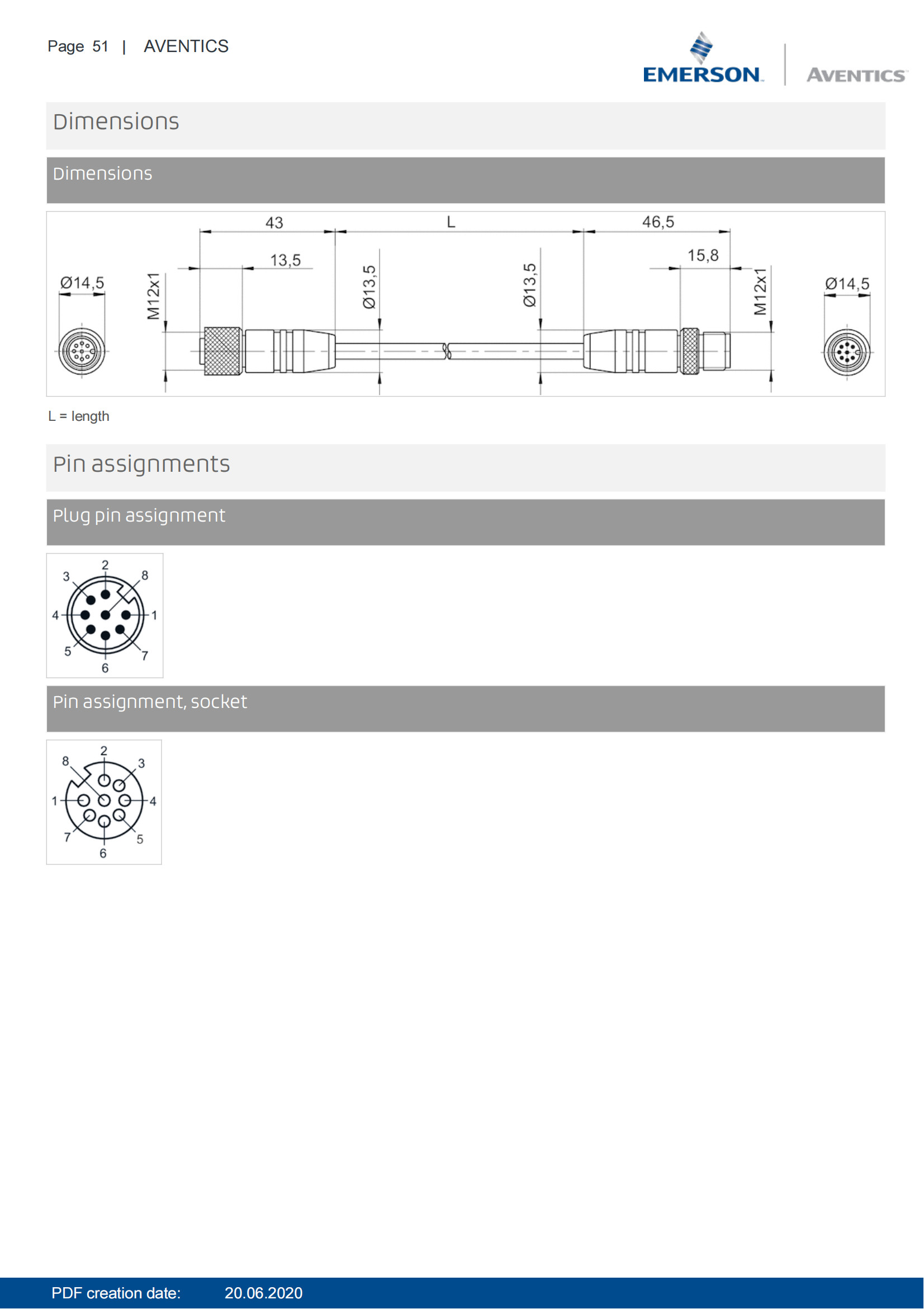 Metal AVENTICS Pneumatic Connection Round Plug Connectors For Dynamic Laying