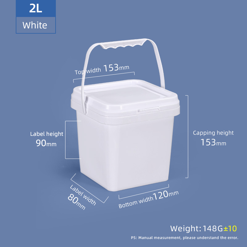 Milk Square Rectangle Customize Heavy Duty Food Snacks Plastic Bucket With Pastic Handle And Lid