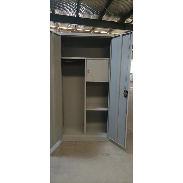 Bedroom Clothes Metal Wardrobe Cabinet Two Doors Steel Wardrobe Locker Knocked Down