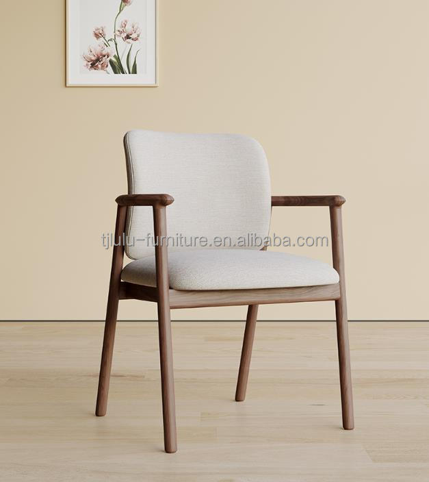 Home Furniture Luxury High End Nordic Solid Ash Wood Bent Backrest High Density Sponge Upholstered Arm Chair