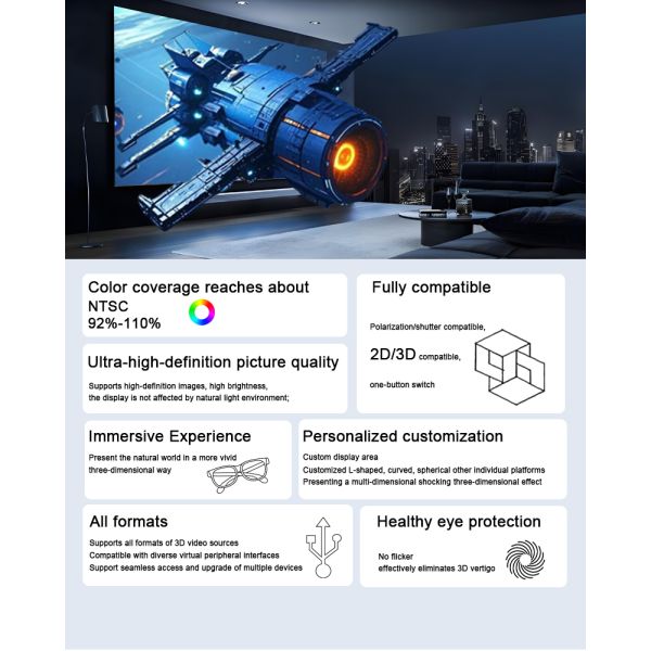 Indoor Polarization Optics 3D Video Player Screen LED Display with Glasses