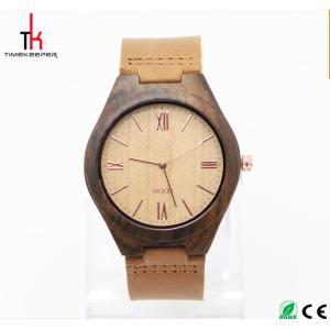 Personalised Natural Wood Watches , Waterproof Wood Watch Leather Strap