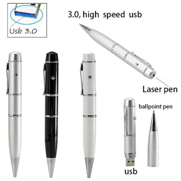 Mini USB Flash Pen Drives / High Speed Ballpoint Pen Model Laser Light Pendrive USB 3.0