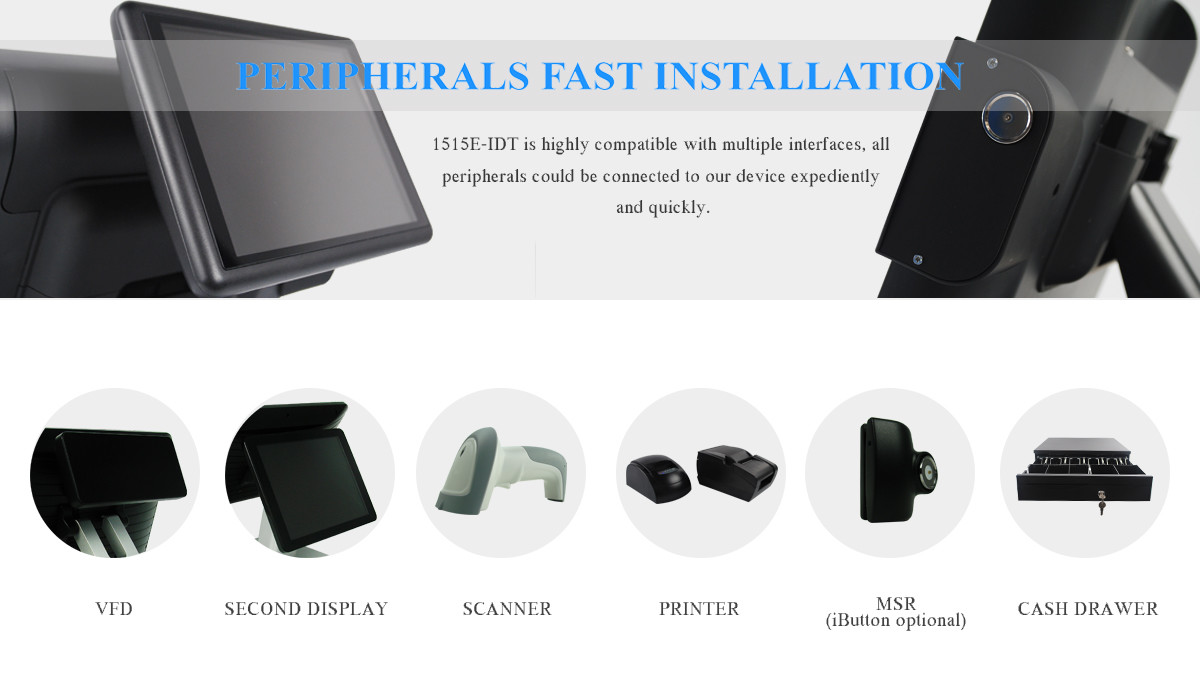 15" I3 I5 I7 CPU Pos All In One Touchscreen Computer