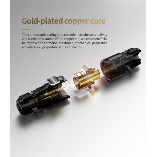 LP20 20A 2-Pin Waterproof Connector IP67 Gold-Plated Brass