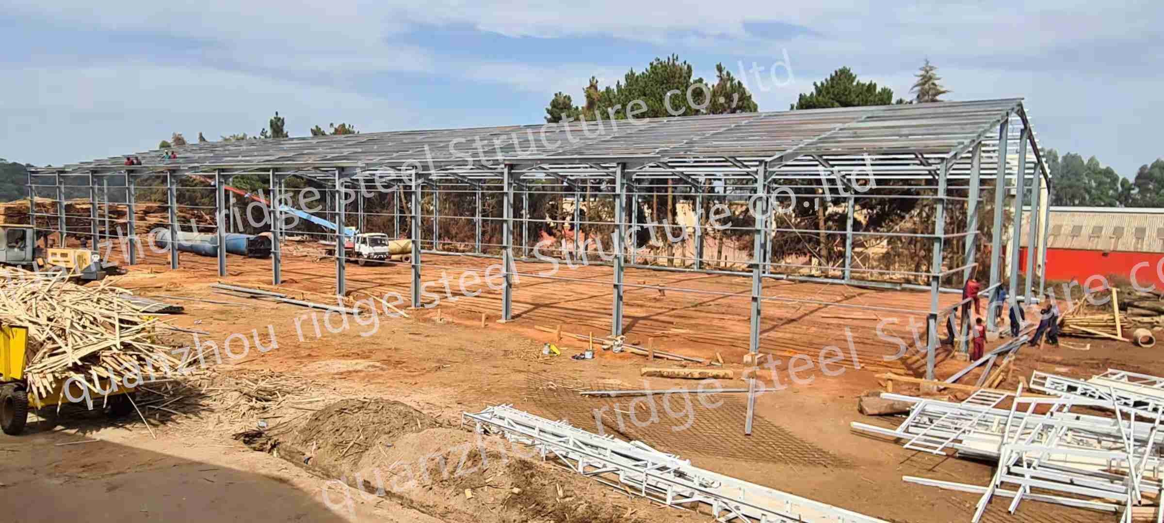 Cattle Barn Steel Structure with H-Section Beams and Sandwich Panel Roof