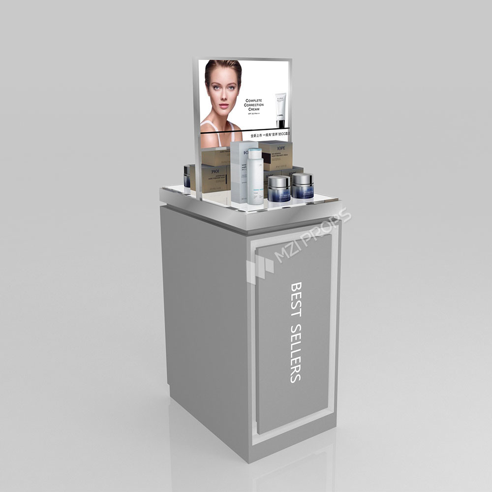GDR11-ZD01-B Cosmetics Retail Display with LED Light Strips and Gray Glass for Mall Boutiques
