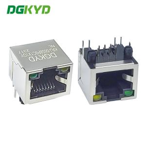 China KRJ-56S8P8C1X1GYNL single port RJ45 connector 8P8C with light without filter crystal head communication interface wholesale