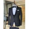 Buy cheap Black Custom Tuxedo Suit 65% Viskon 35% Polyester With Velvet Collar Detail Vest from wholesalers